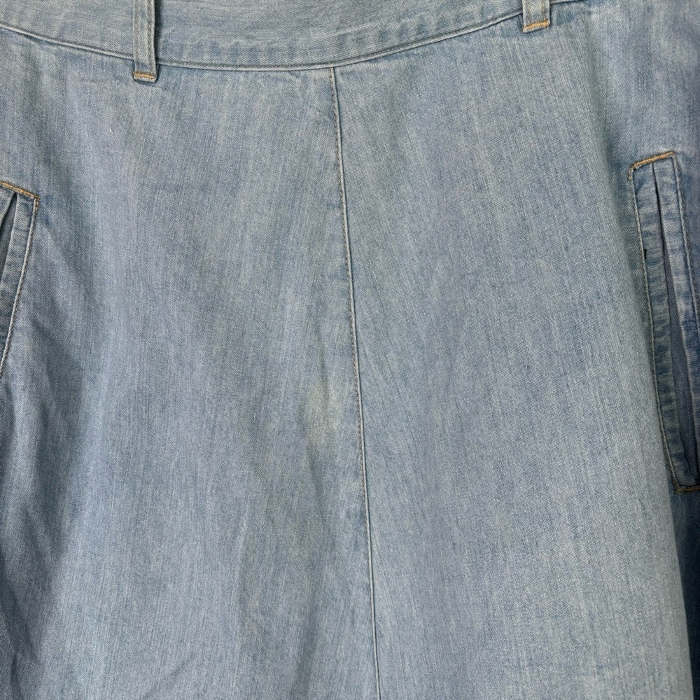 VINTAGE 1980s Calvin Klein Sport Denim Chambray Midi Skirt Flare A Line Size 10* - Picture 3 of 12